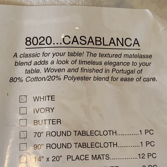 8020 Casablanca 15x19 white table runner - Picture 5 of 7